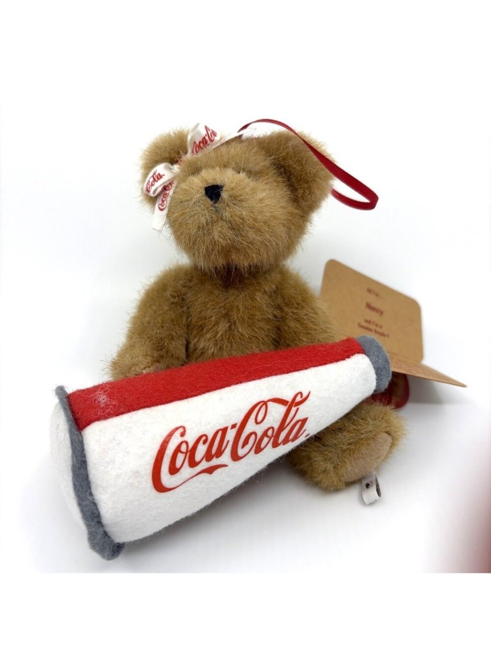 Vintage Coca Cola Boyds Bears Nancy Plush 6.5” Cheer Megaphone Bear NOS 6.5"